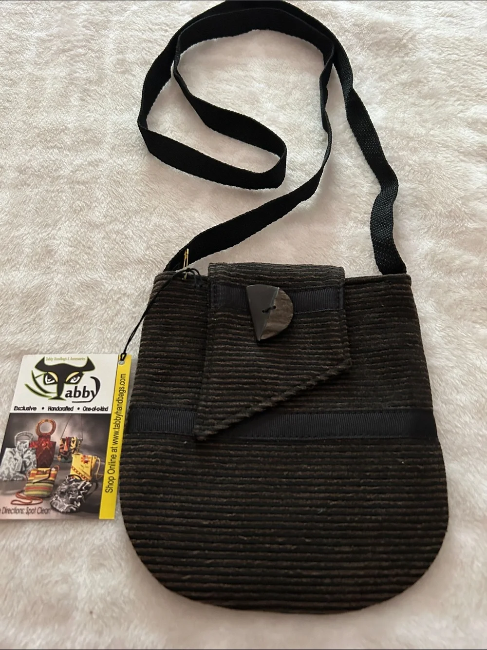 Tabby Handbags Black Textured Crossbody Bag, Small, NWT